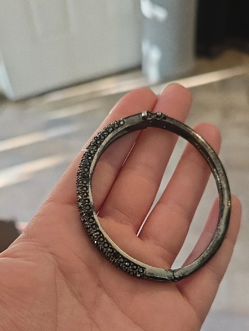 Lia Sophia Glitterati Hinged Bangle Bracelets - Set of 2